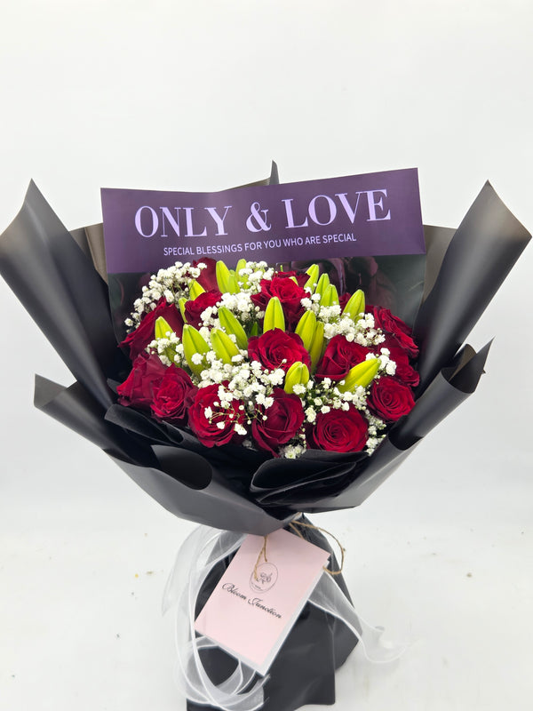 Red Rose and  Lilies